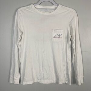 Vineyard Vines Happy Holidays Kids long sleeve white shirt size mediumm